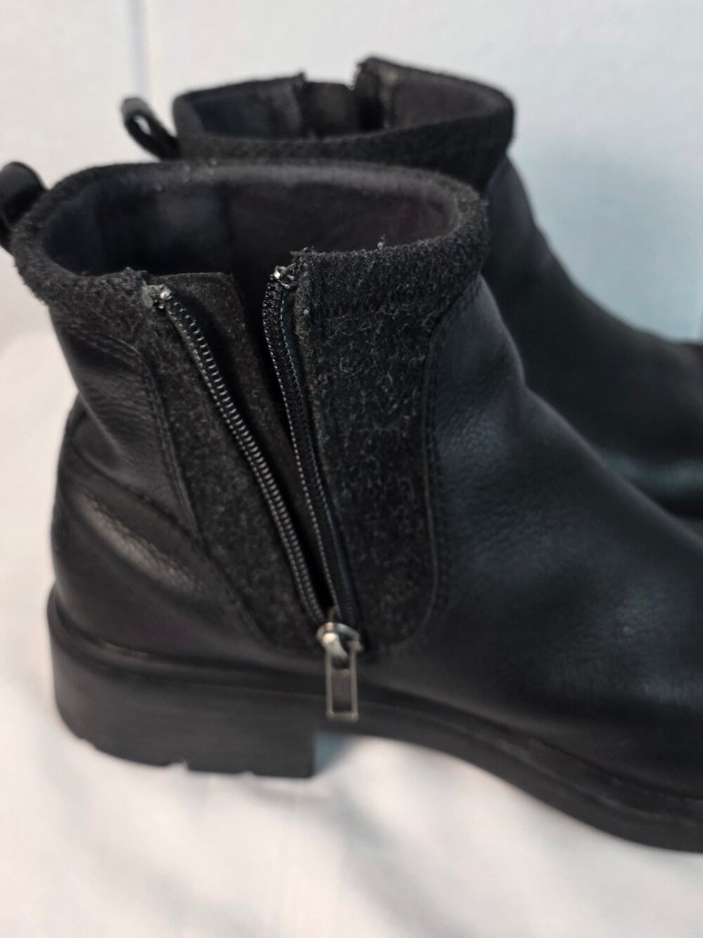 UGG Black Leather Ankle Boots • Side Zip • Buckle • Size 10 - Picture 8 of 9